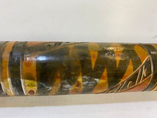 ANTICO BASTONE DA PASSEGGIO MAYA IN LEGNO INTAGLIATO DIPINTO A M