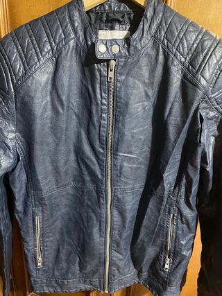 Chaqueta de cuero azul marino talla xl