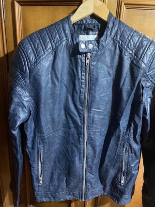 Chaqueta de cuero azul marino talla xl
