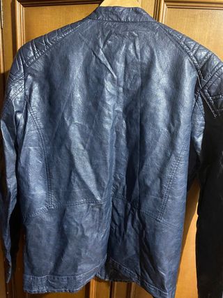 Chaqueta de cuero azul marino talla xl