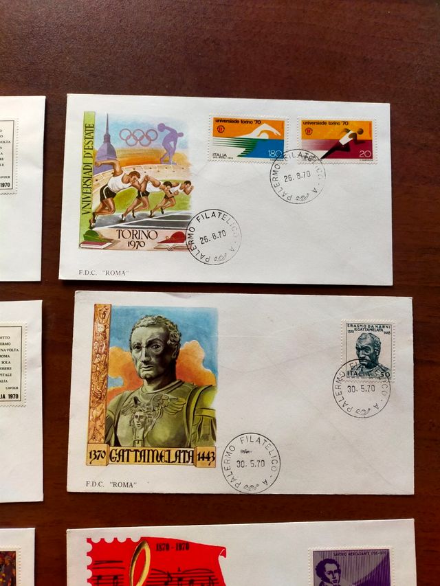 9 buste primo giorno Italia 1970