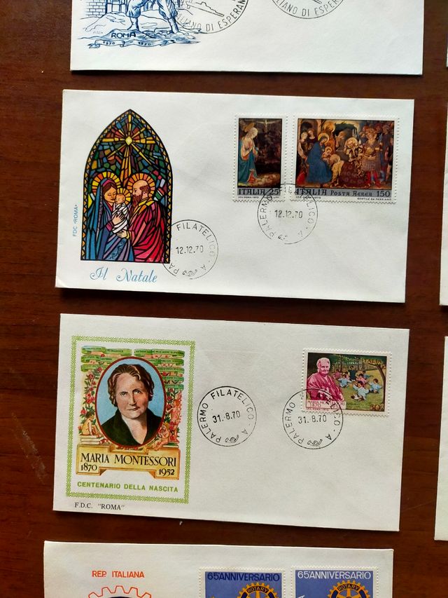 9 buste primo giorno Italia 1970
