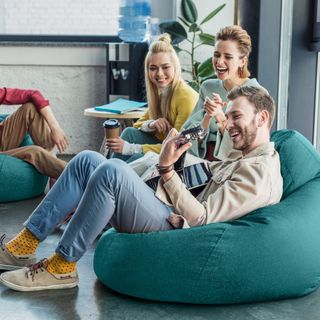 Puff verd redondo moderno - Puf infantil salon XXL