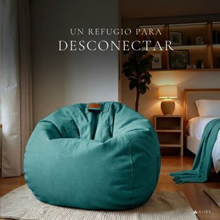 Puff verd redondo moderno - Puf infantil salon XXL
