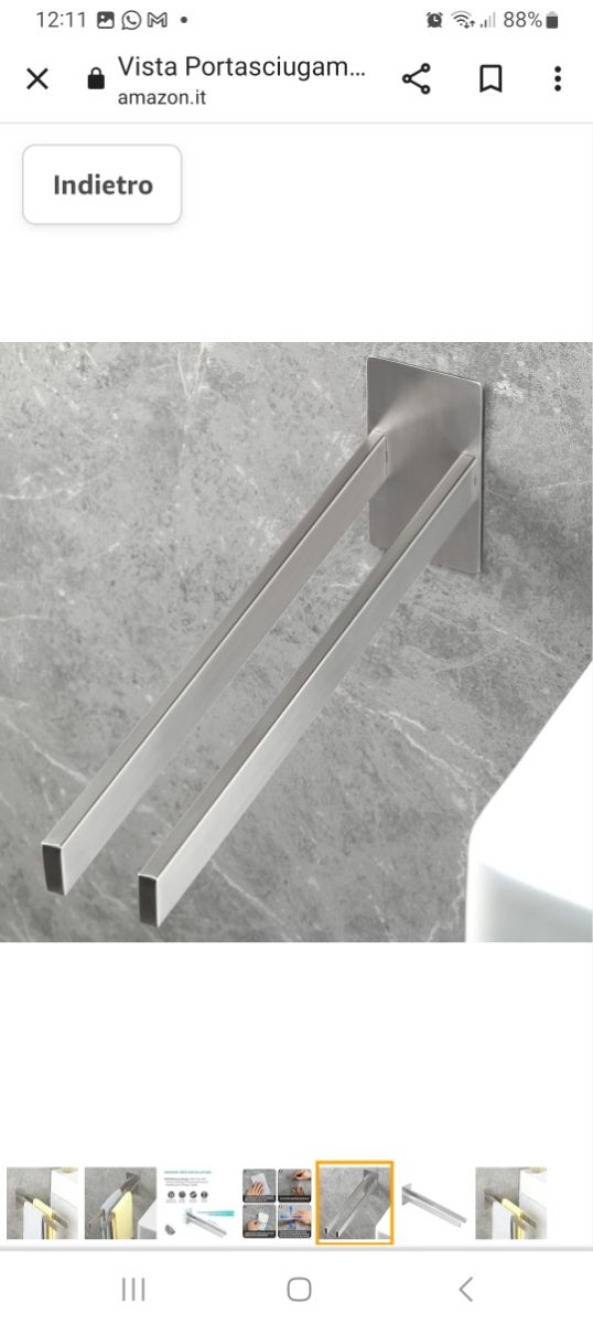 Vista Portasciugamani senza Foratura