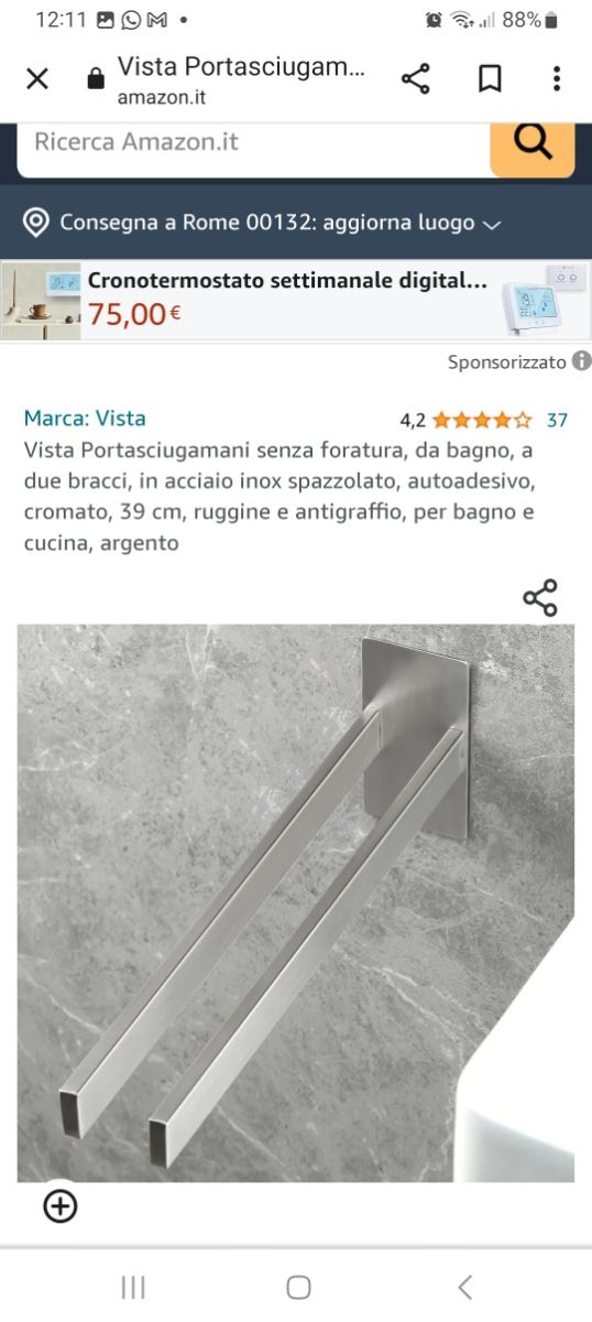 Vista Portasciugamani senza Foratura