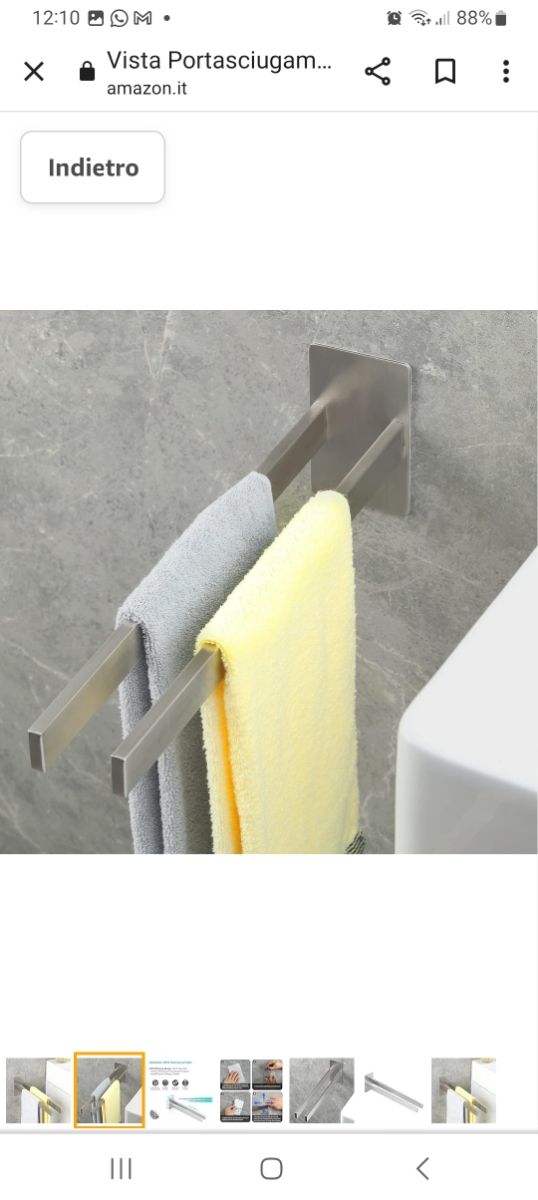Vista Portasciugamani senza Foratura