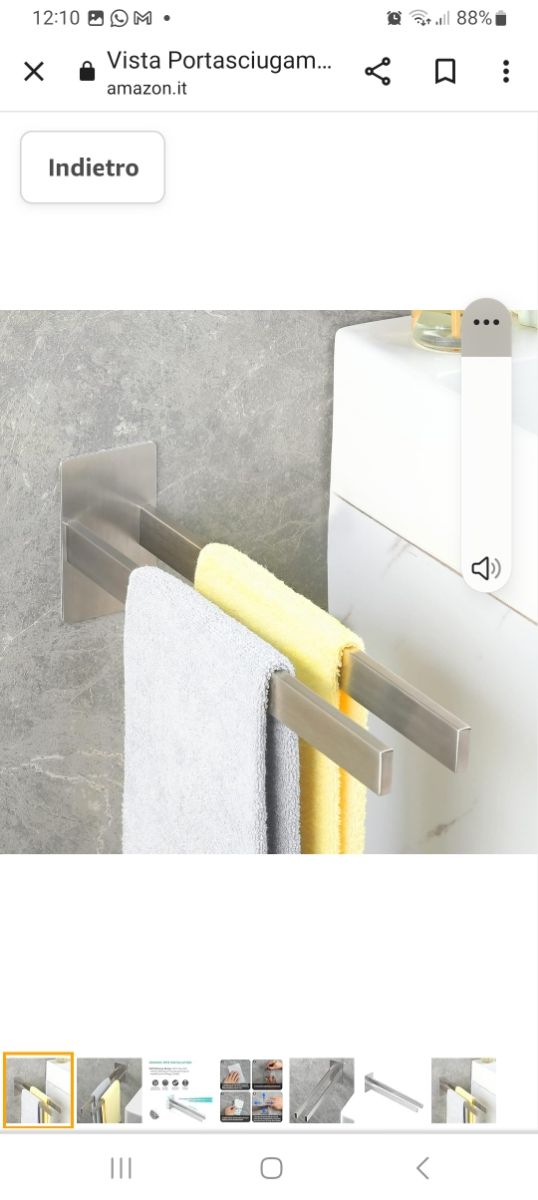 Vista Portasciugamani senza Foratura