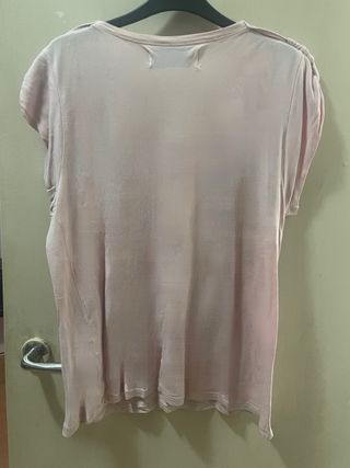 ZARA - Camiseta estampada rosa pálido t.L