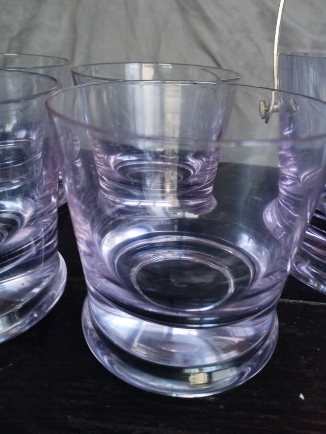 JUEGO DE CUBITERA Y 6 VASOS DE CRISTAL L