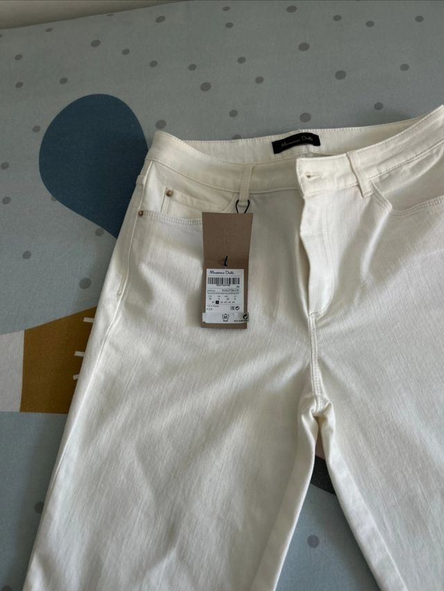 Vaquero blanco mide rise massimo dutti