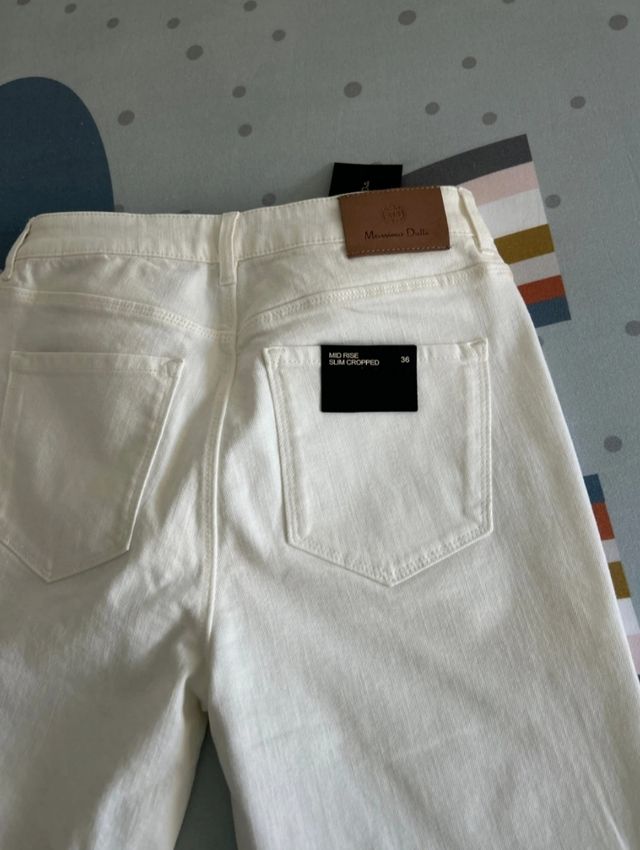 Vaquero blanco mide rise massimo dutti