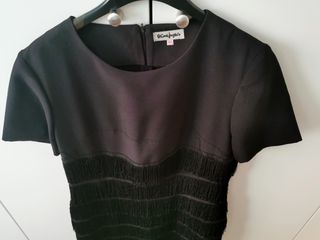 Vestido flecos fiesta negro