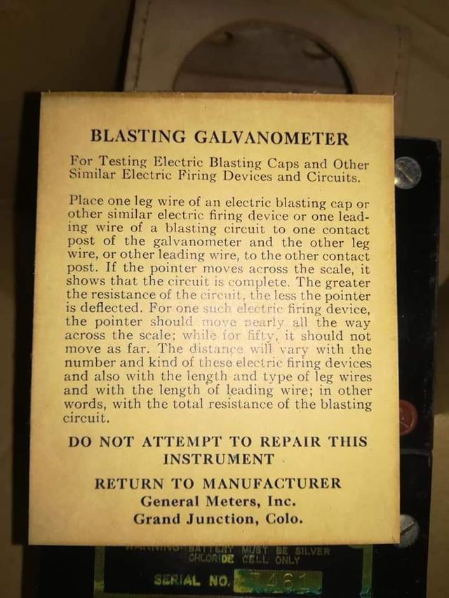 Blasting Galvanometer WWII USARMY