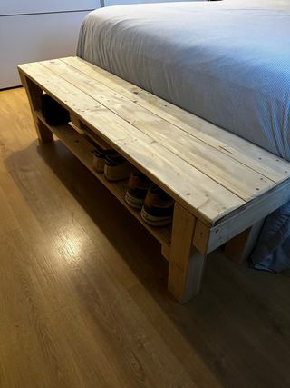 banco madera pino recibidor pie de cama
