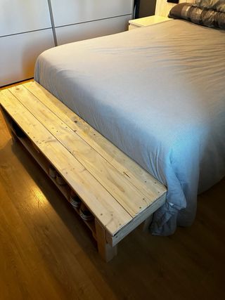 banco madera pino recibidor pie de cama