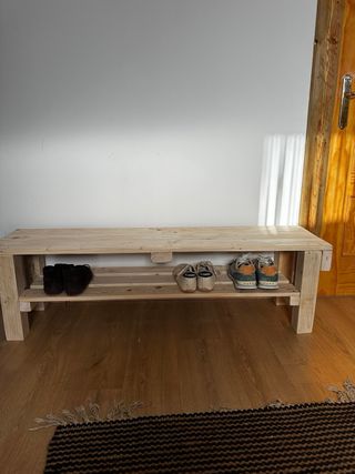 banco madera pino recibidor pie de cama