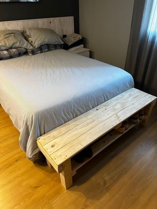 banco madera pino recibidor pie de cama