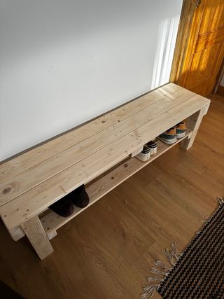 banco madera pino recibidor pie de cama