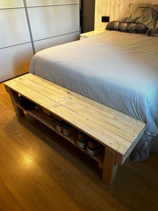 banco madera pino recibidor pie de cama