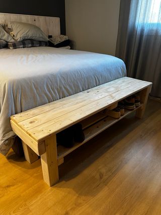 banco madera pino recibidor pie de cama