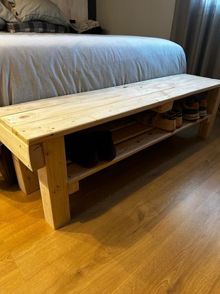 banco madera pino recibidor pie de cama