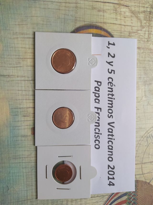 Monedas 1, 2 y 5 cent Vaticano 2014