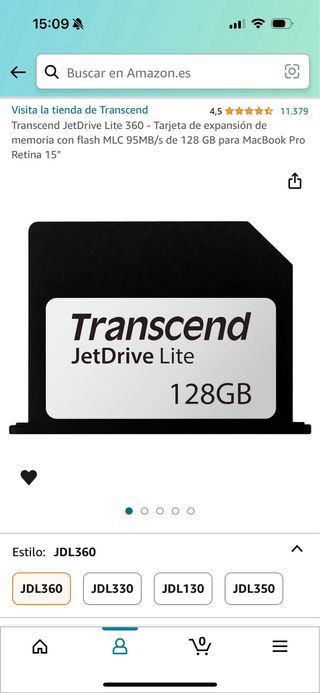 Transend JetDrive Lite 360 - Memoria Flash 128GB