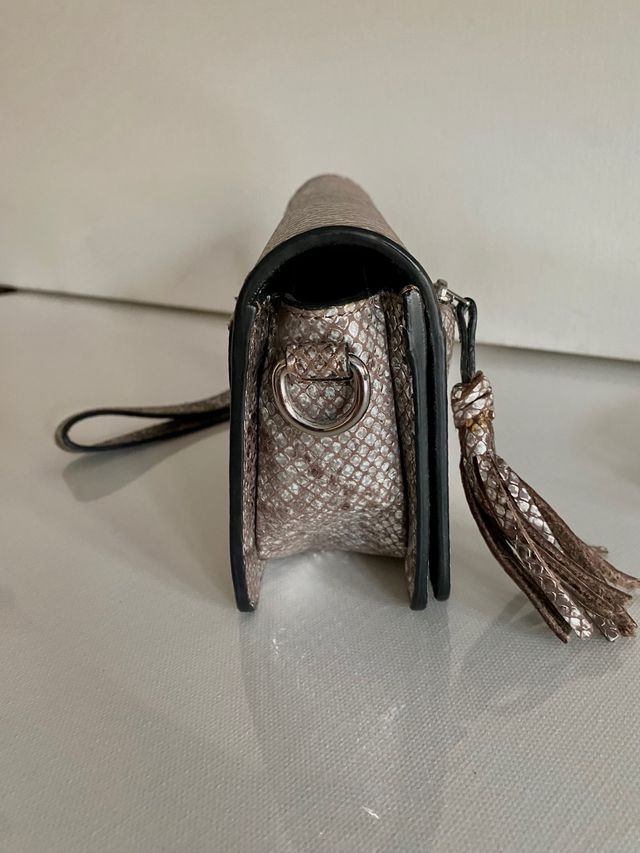 Pochette in pelle argento