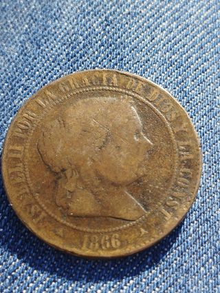 5 céntimos escudo Isabel II 1866