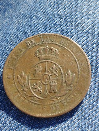 Moneda Isabel II 5 céntimos de escudo 