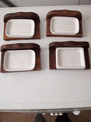 4 portasapone in legno anni 70 