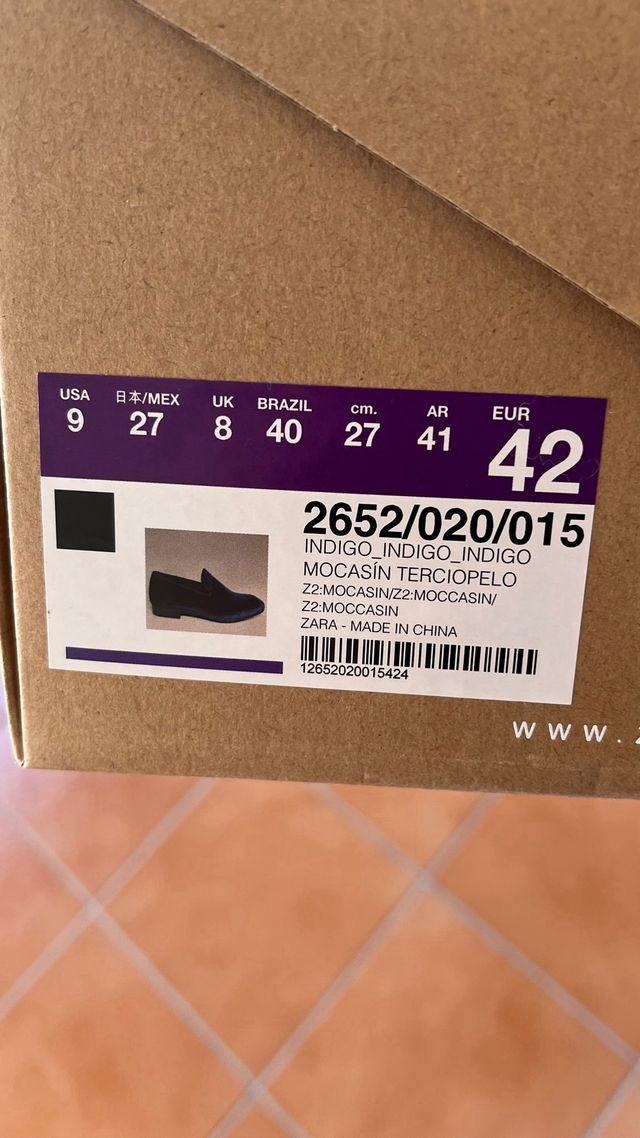 Mocasines terciopelo Zara hombre