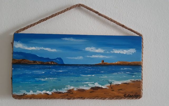Paesaggio Marino Dipinto su legno.