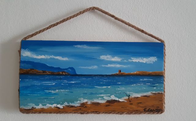 Paesaggio Marino Dipinto su legno.