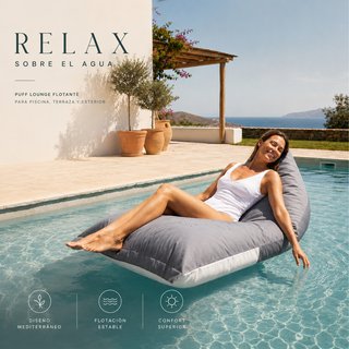 Puff gigante XXL exterior e interior relleno gris
