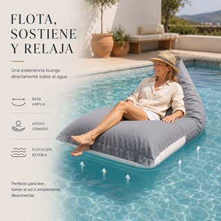 Puff gigante XXL exterior e interior relleno gris
