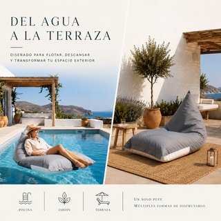 Puff gigante XXL exterior e interior relleno gris