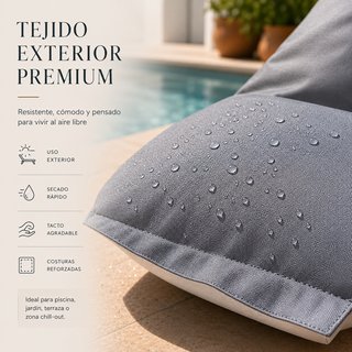 Puff gigante XXL exterior e interior relleno gris