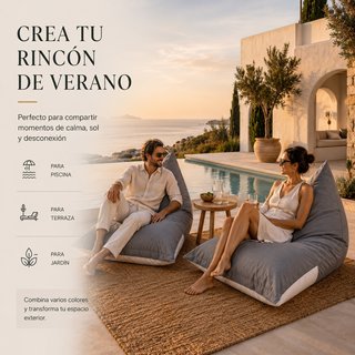 Puff gigante XXL exterior e interior relleno gris