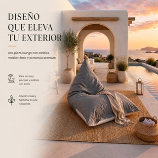 Puff gigante XXL exterior e interior relleno gris