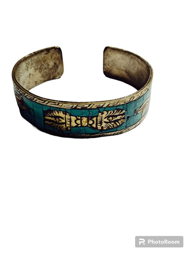 Bracciale in ottone con turchese e dorje