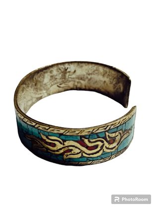 Bracciale in ottone con turchese e dorje