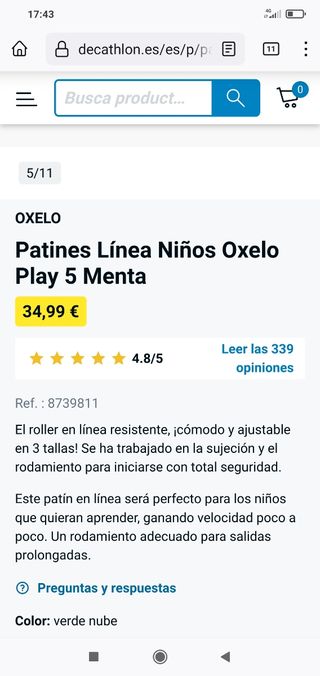 Patines en línea Oxelo talla 30 talla 31 talla 32