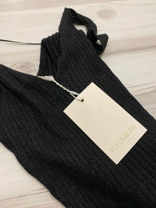 Crop top negro y plateado