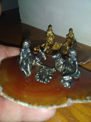 2 Belénes navidad oro o plata en agata natural