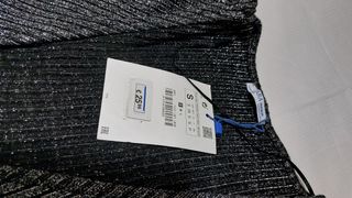Chaqueta cruzada punto fiesta hilos plateados Zara