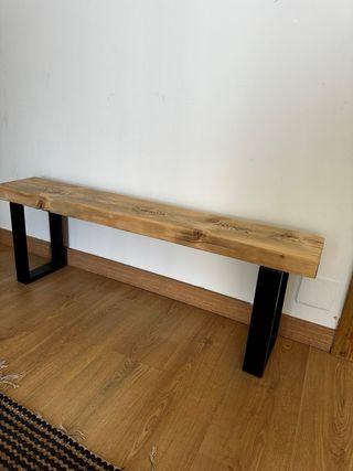 banco madera maciza y metal nordico