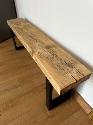 banco madera maciza y metal nordico