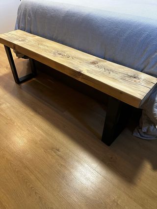 banco madera maciza y metal nordico